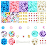 DIY Letter Bracelet Kit Polymer Clay Beads CCB Beads Heart Charm
