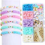 DIY Letter Bracelet Kit Polymer Clay Beads CCB Beads Heart Charm