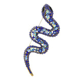 Vintage Rhinestone Snake Brooch Crystal Animal Suit Jewelry