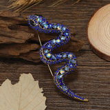 Vintage Rhinestone Snake Brooch Crystal Animal Suit Jewelry