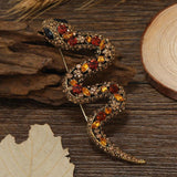Vintage Rhinestone Snake Brooch Crystal Animal Suit Jewelry