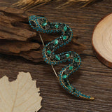 Vintage Rhinestone Snake Brooch Crystal Animal Suit Jewelry