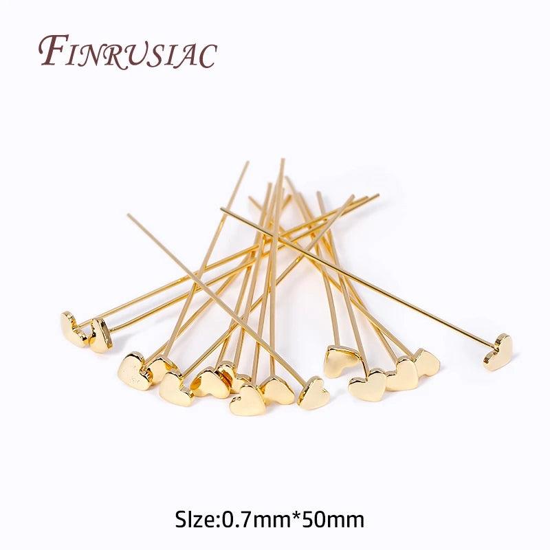 10/20/30Pcs 0.7mm*50mm 18K Plated Flat Pins for DIY Jewellery Making
