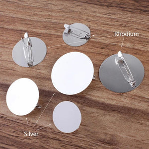 10pcs Silver Flat Brooch Base 20-30mm Round Blank Tray Jewelry Making Findings