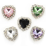 20pcs 15x16mm Glass Crystal Love Heart Rhinestone Metal Claw Crystal Beads