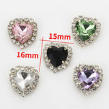 20pcs 15x16mm Glass Crystal Love Heart Rhinestone Metal Claw Crystal Beads