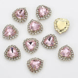 20pcs 15x16mm Glass Crystal Love Heart Rhinestone Metal Claw Crystal Beads