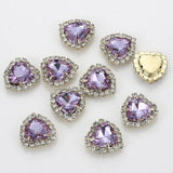 20pcs 15x16mm Glass Crystal Love Heart Rhinestone Metal Claw Crystal Beads