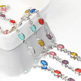 1m Glass Crystal Oval Beads Copper Chain for Jewelry Making