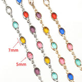 1m Glass Crystal Oval Beads Copper Chain for Jewelry Making