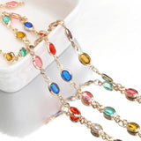 1m Glass Crystal Oval Beads Copper Chain for Jewelry Making