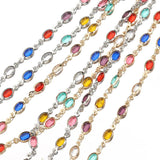 1m Glass Crystal Oval Beads Copper Chain for Jewelry Making