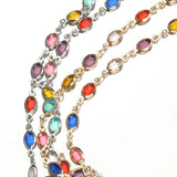1m Glass Crystal Oval Beads Copper Chain for Jewelry Making