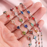 Colorful Heart Glass Bead Chain for Jewelry Making