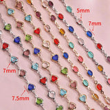 Colorful Heart Glass Bead Chain for Jewelry Making