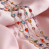 Colorful Heart Glass Bead Chain for Jewelry Making
