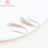6PCS 24k Plated Brass Zircon Earrings Hooks 19.5MM