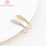 6PCS 24k Plated Brass Zircon Earrings Hooks 19.5MM