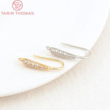 6PCS 24k Plated Brass Zircon Earrings Hooks 19.5MM