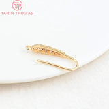 6PCS 24k Plated Brass Zircon Earrings Hooks 19.5MM
