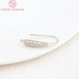 6PCS 24k Plated Brass Zircon Earrings Hooks 19.5MM