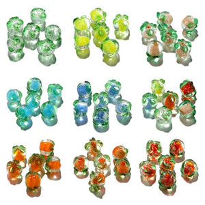 10Pcs Persimmon Glass Bead 3D Fruit Lampwork Keychain Pendant