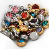 20pcs 6mm Stainless Steel Rhinestone Charms for Drop Earrings DIY Jewelry Making