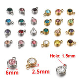 20pcs 6mm Stainless Steel Rhinestone Charms for Drop Earrings DIY Jewelry Making