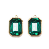 5pcs 12x16mm Stainless Steel Crystal Glass Charms Pendants Rectangle Charms
