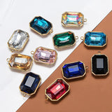 5pcs 12x16mm Stainless Steel Crystal Glass Charms Pendants Rectangle Charms