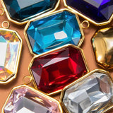 5pcs 12x16mm Stainless Steel Crystal Glass Charms Pendants Rectangle Charms