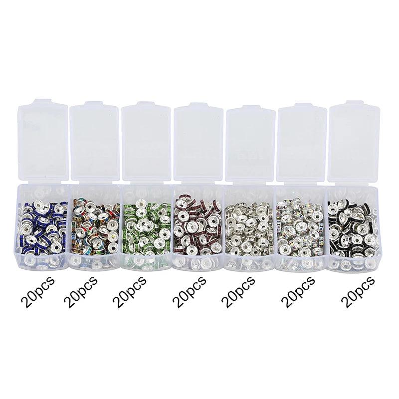 140pcs 6mm 8mm Rhinestone Spacer Beads Crystal Rondelle for DIY Jewelry Making