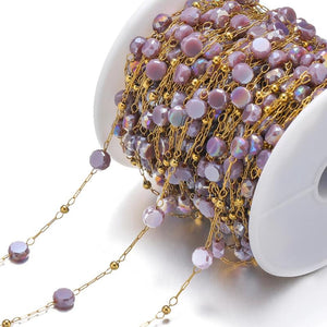 1 Meter Stainless Steel Crystal Glass Vacuum Beads Chains for DIY Jewelry Making