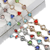 Crystal Bead Chains Love Heart Glass Round Beads Copper Chain