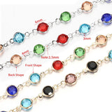 Crystal Bead Chains Love Heart Glass Round Beads Copper Chain