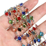 Crystal Bead Chains Love Heart Glass Round Beads Copper Chain