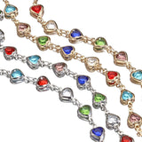 Crystal Bead Chains Love Heart Glass Round Beads Copper Chain