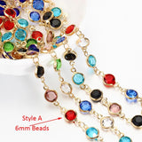 1m Colorful Crystal Beads Chain Glass Bead Necklace Chain for DIY Jewelry Making