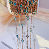 1m Colorful Crystal Beads Chain Glass Bead Necklace Chain for DIY Jewelry Making