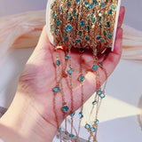 1m Colorful Crystal Beads Chain Glass Bead Necklace Chain for DIY Jewelry Making