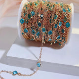 1m Colorful Crystal Beads Chain Glass Bead Necklace Chain for DIY Jewelry Making