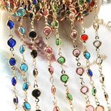 1m Colorful Crystal Beads Chain Glass Bead Necklace Chain for DIY Jewelry Making