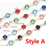 1m Colorful Crystal Beads Chain Glass Bead Necklace Chain for DIY Jewelry Making