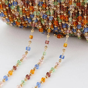 Colorful Glass Beads Beaded Chain for DIY Charm Jewelry Making