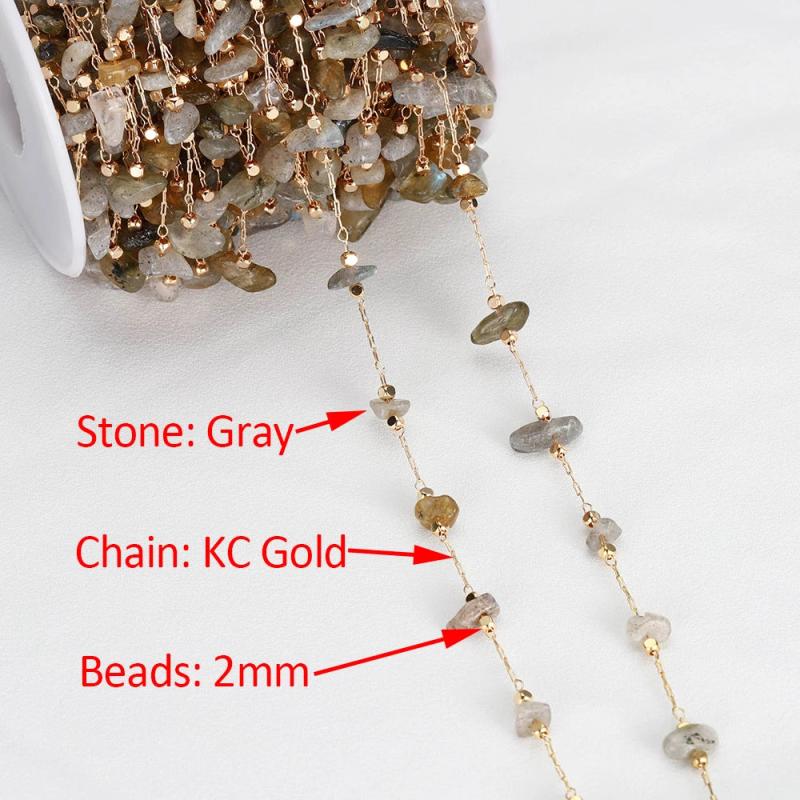 Irregular Stone Beaded Chain Crystal Glass Stone Copper Chain Necklace