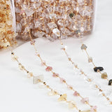 Irregular Stone Beaded Chain Crystal Glass Stone Copper Chain Necklace