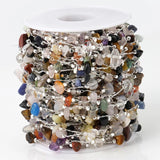 Irregular Stone Beaded Chain Crystal Glass Stone Copper Chain Necklace