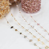 Irregular Stone Beaded Chain Crystal Glass Stone Copper Chain Necklace