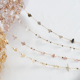 Irregular Stone Beaded Chain Crystal Glass Stone Copper Chain Necklace
