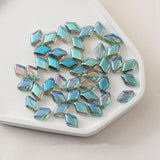 50PCS Colorful Rhombus Glass Beads DIY Necklace Earrings Supplies